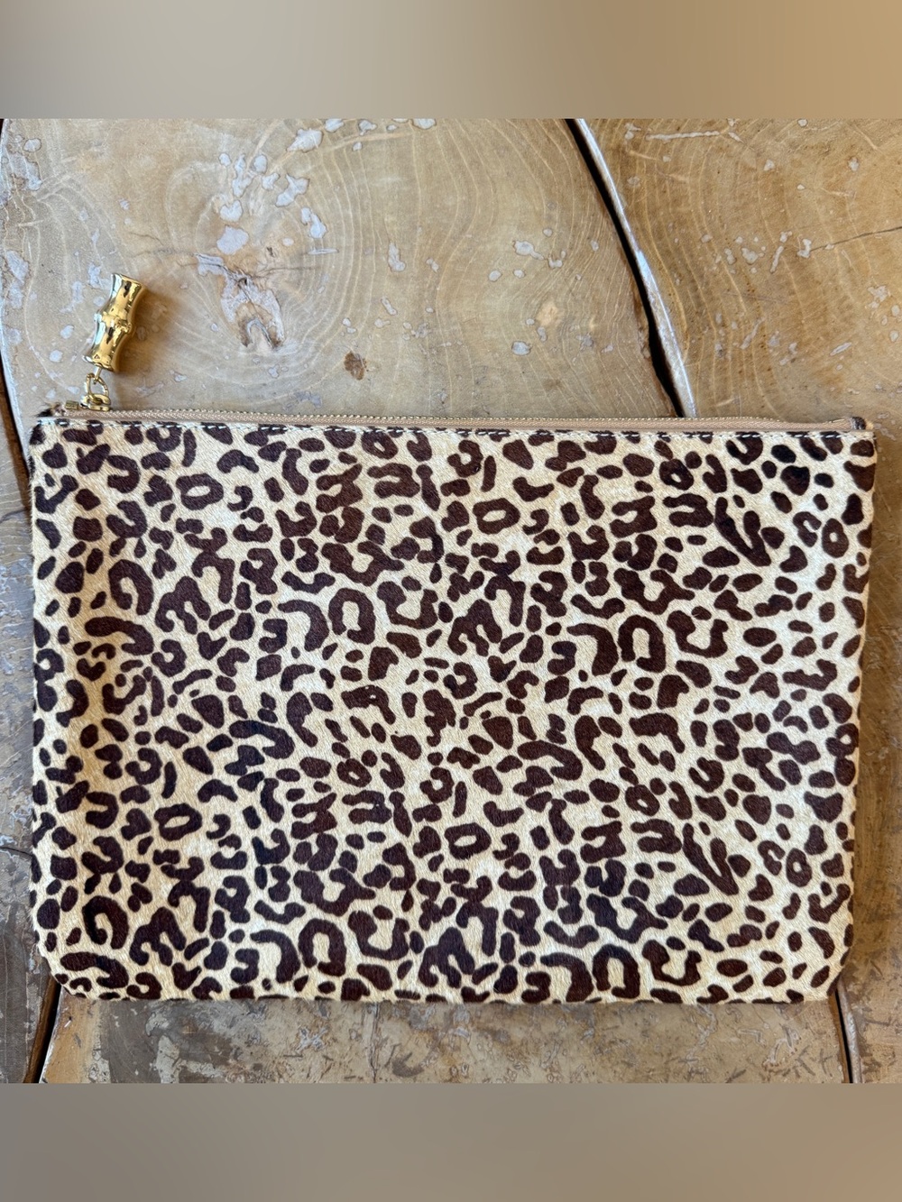NWOT J McLaughlin Pony Hair Leopard print zip pouch/clutch